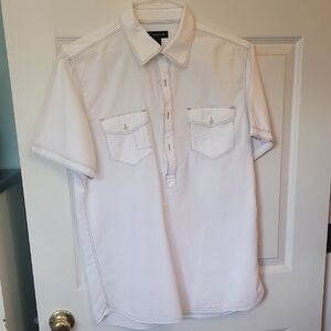 INC International Concepts White Casual Button Down Shirt